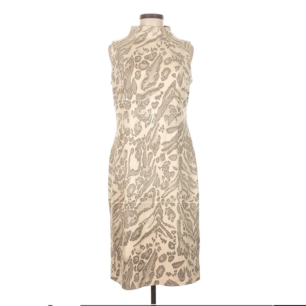 new J.McLaughlin “Liz” Cream Taupe Velvet Jaguar Sleeveless Midi Dress Small - Picture 2 of 8